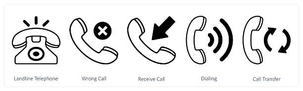 istock A set of 5 mix icons as landline telephone, wrong call, receive call 2226739802