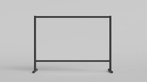 istock Empty white banner in black stand frame on light gray background as a mockup for advertising, template, background, 3D visualization, wallpaper 2226741277