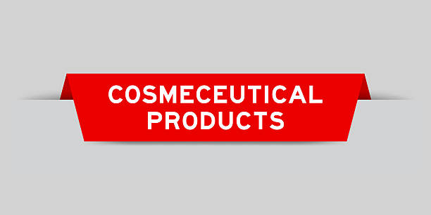 istock Red color inserted label with word cosmeceutical products on gray background 2226748345