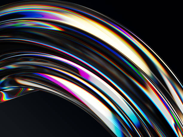 istock 3d abstract liquid glass wave with bright rainbow effect on black background render. Chromatic fluid flow curve shape with colorful light iridescent neon holographic gradient texture 2226750067