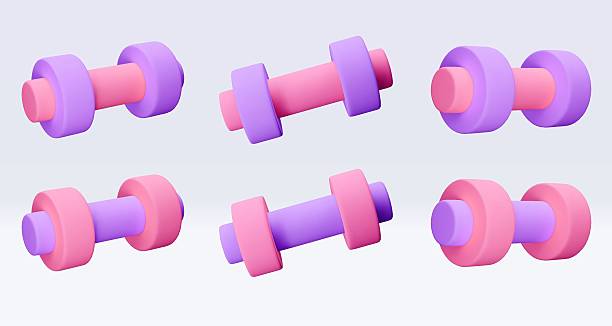 istock Pink, purple, violet Dumbbell Realistic icon, 3d render. Isolated on white backround. Sport And Fitness design set. Vector illustration for shop, flyer, banner, web, advertising, sale 2226752940