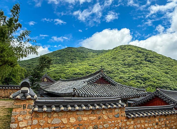 istock Traditional Korean Temple Rooftops with Mountain View 2226754091