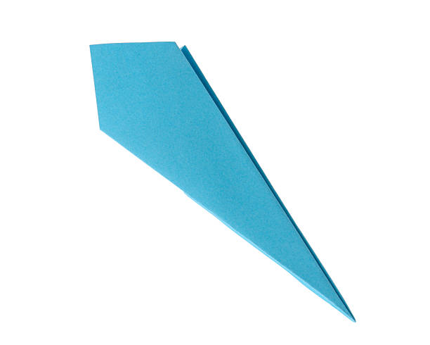 istock One handmade light blue paper plane isolated on white 2226756588
