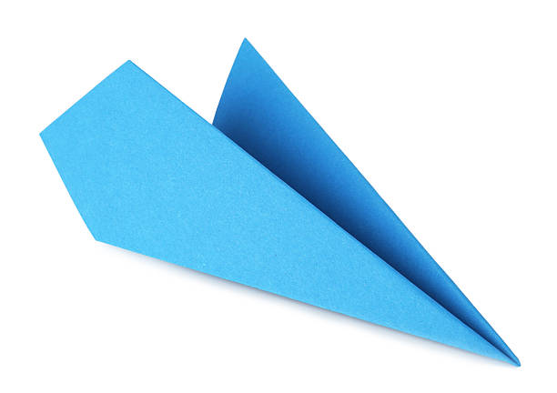 istock One handmade light blue paper plane isolated on white 2226756618