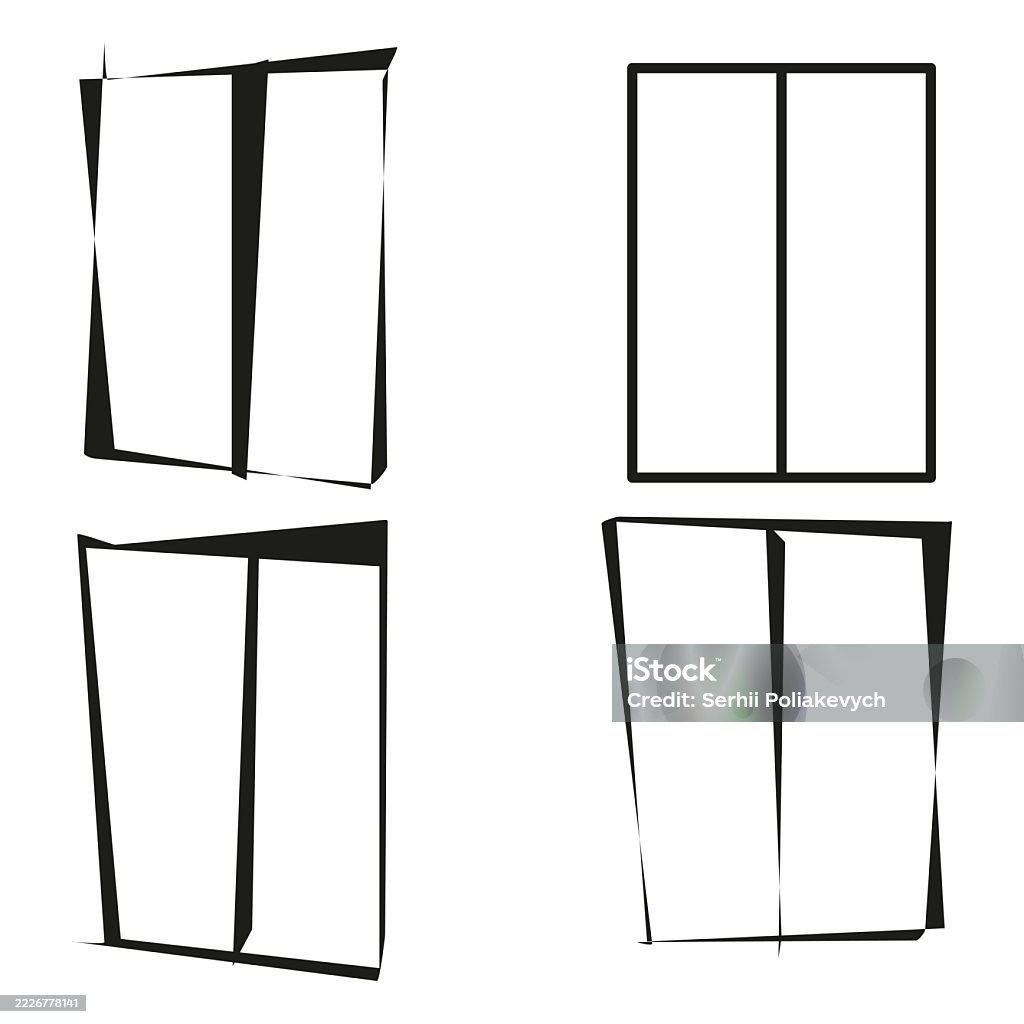 Distorted Shape Frame Distorted Rectangle Shape Abstract Window Form Twisted Box Figure ...