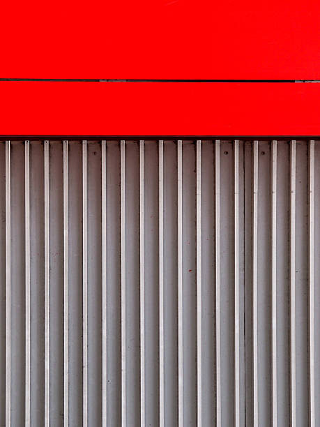istock Aluminium metal red wall and grey louver. 2226778731