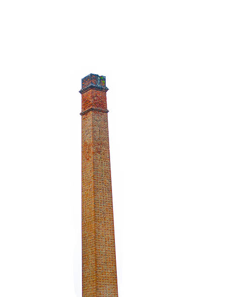istock Tall square Red brick chimney isolated on white background. 2226787801