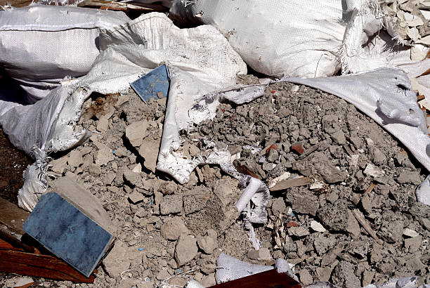 Construction debris in open sacks – illegal disposal of building materials in urban space