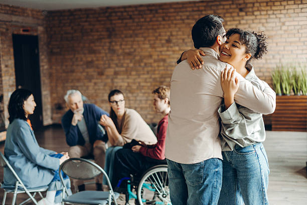 istock Patients hugging after successful psychotherapy session 2226795540