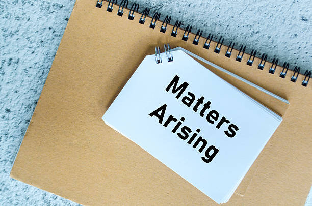 istock Matters Arising text on white notepad. Meeting agenda concept 2226796329