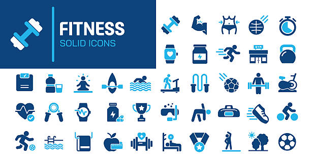 Fitness glyph solid icons. Containing gym, exercise, sports, healthy solid icons collection. Vector illustration. Perfect pixel on clean white background