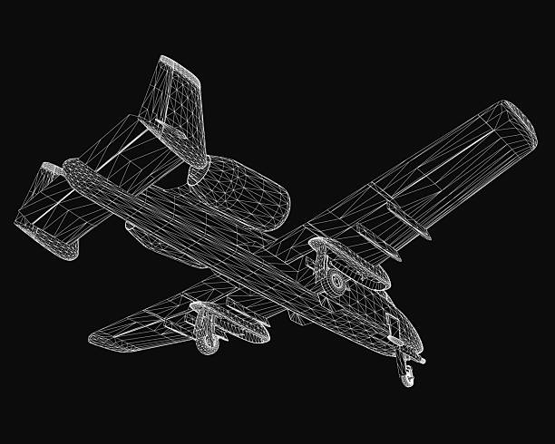 istock A combat aircraft wireframe model displays intricate 3D details of wings, tail, and engines on a black background. The realistic rendering highlights the plane's structural design with precision. 2226798310