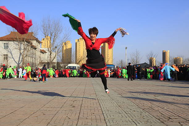 Luannan County - February 8, 2017: Chinese folk Yangko performance, Luannan County, Hebei Province, China