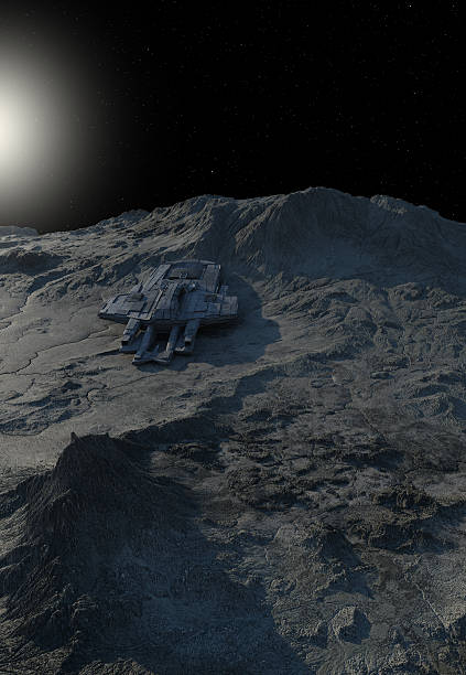 istock Abandoned Derelict Large Spaceship Gunship on an Alien Moon 2226811422
