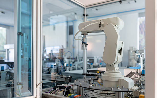 istock Close-up on a production line robot arm in an engineering laboratory 2226813067