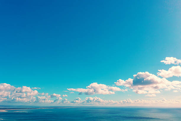 Beautiful day sky over the sea. Seascape at daylight