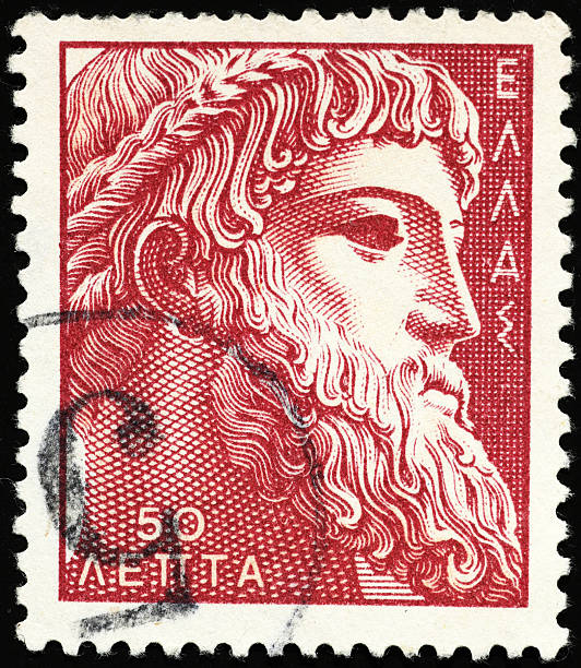 istock Ancient greek sculpted head on vintage postage stamp 2226818027