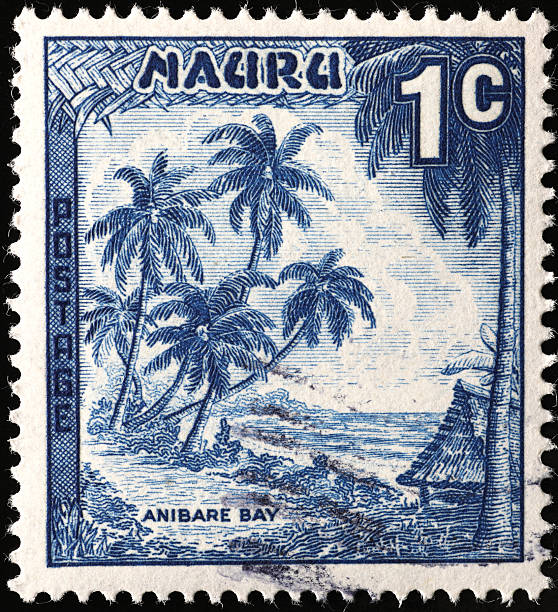 istock Coastal landscape of Nauru on old postage stamp 2226818127
