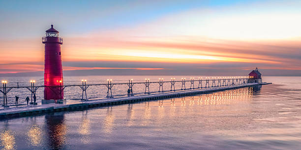 istock Aerial Perspective of Grand Haven Lighthouse 2226819603