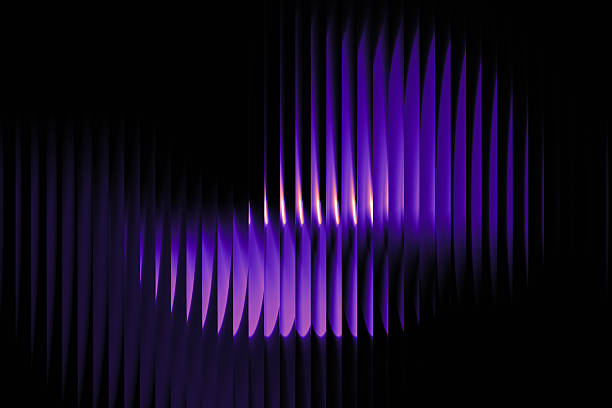 istock Vibrant purple and peach gradient with shimmering wave pattern. Neon-inspired light distortion on soft-toned glass. 2226822538