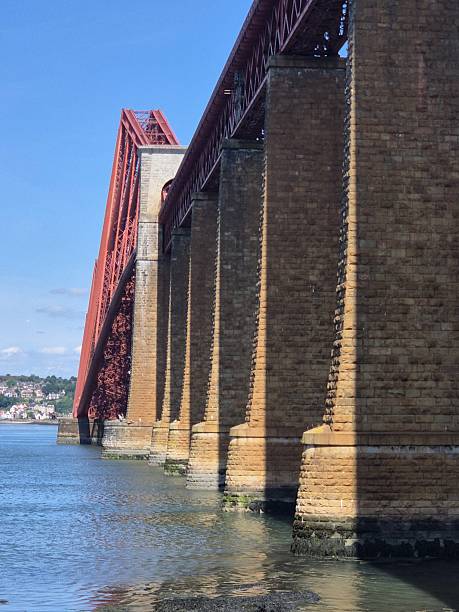 istock Forth Bridge underside showcasing Victorian cantilever design, stone piers, and red steel trusses above water in Scotland, with strong engineering and heritage appeal 2226847939