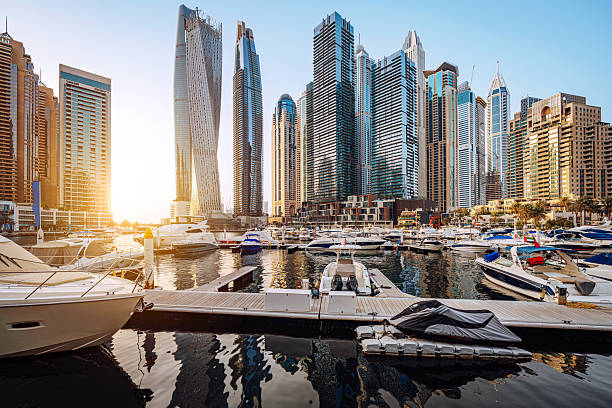 istock Luxury Yachts and Skyscrapers at Dubai Marina During Sunset 2226849366
