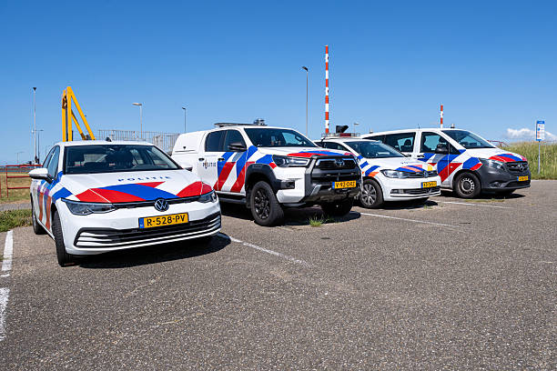 Vlissingen, Netherlands - June 2, 2025: Dutch Police vehicles