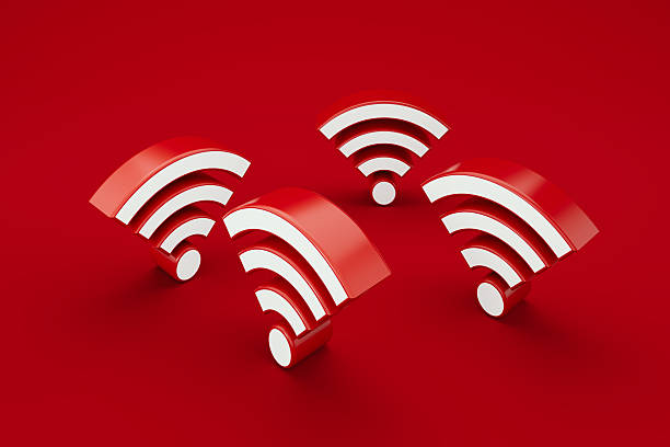 istock Red And White Wi-Fi Symbols On Red Background 2226858369