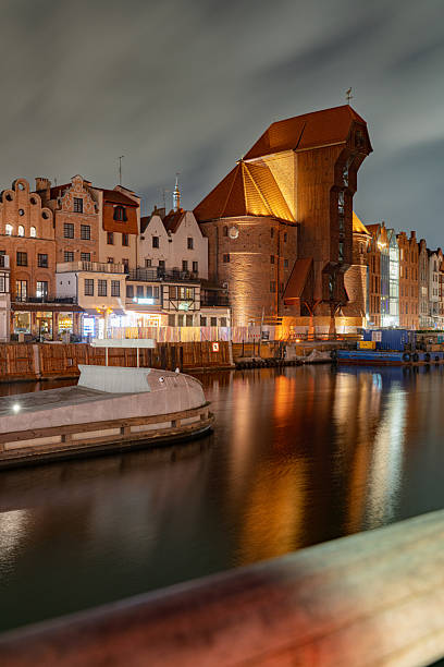istock Gdask waterfront at night with uraw Crane and cloudy sky 2226862949