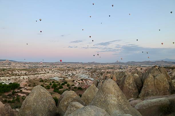 Balloons sky landscape. Hot air balloons. High quality 4k footage