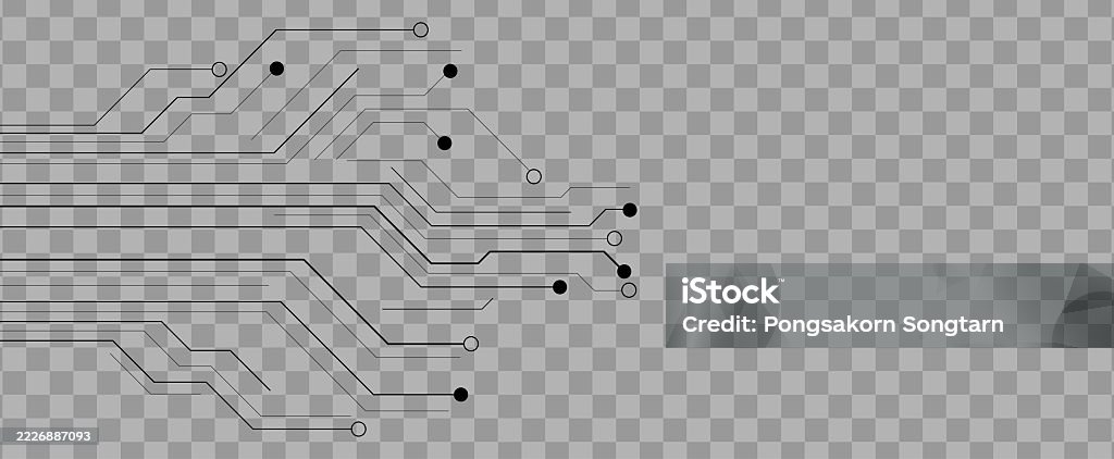 Circuit Line Object Abstract Circuit Board Lines And Connections On A Transparent ...