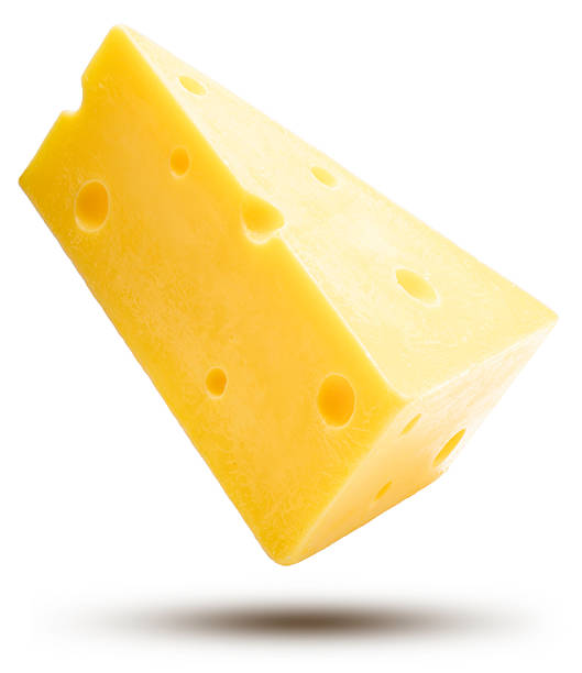 Cheese Sliced isolated on white background, Hard Cheese on white, with Clipping path, High resolution focus stacking photography.