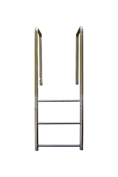 dirty swimming pool ladder isolated