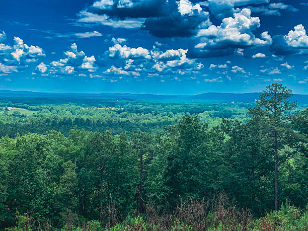 Looking at over the mountains from the little Whitehouse in Warmsprings Georgia.