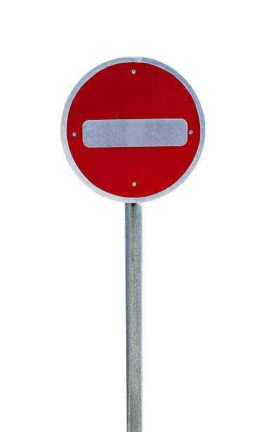istock round no entry  sign on pole isolated 2226888223