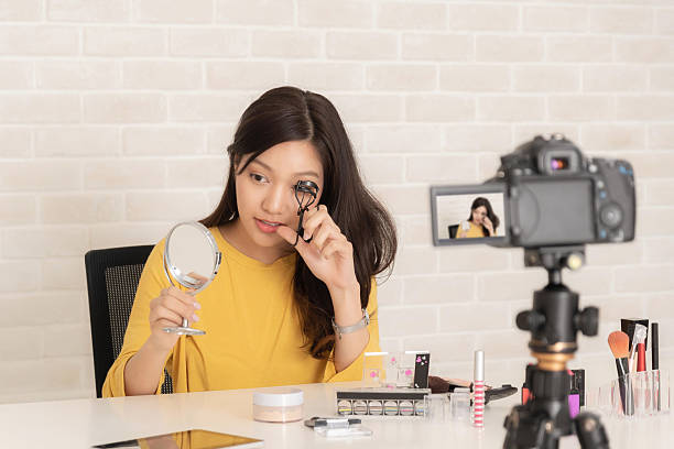 istock Woman records a beauty vlog with camera, 2226891256