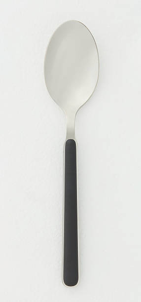 Stainless steel spoon and fork set isolated nature background with clipping path