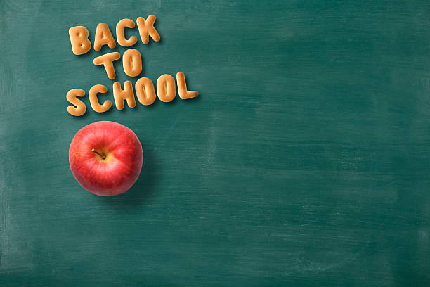 istock Back To School letters written in alphabet cookies on chalkboard 2226896647