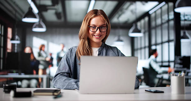 istock Female Executive Exploring Marketing Strategy On Laptop 2226896949