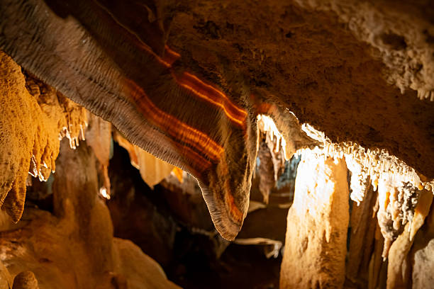 istock Well lit striated iron seam 'Cave Bacon' drapery decoration 2226898294