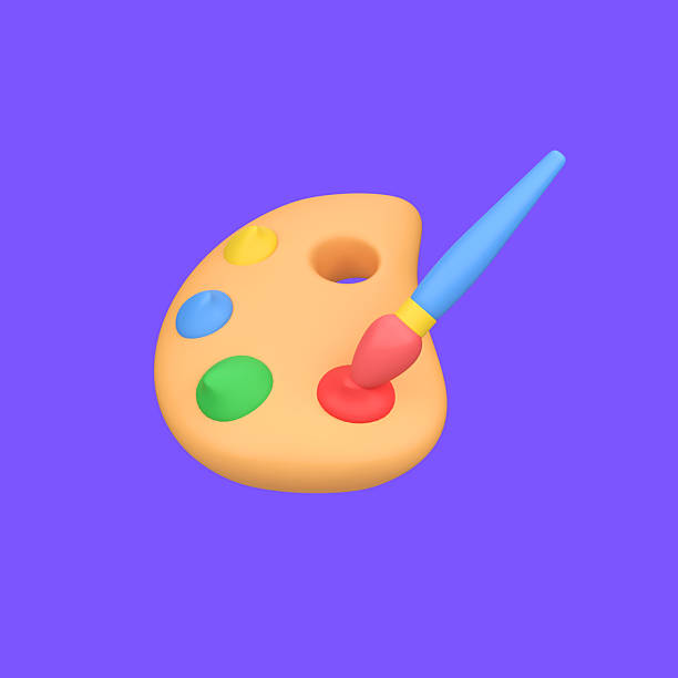 istock Art Palette with Paint Brush isolated 3d render icon illustration 2226898357
