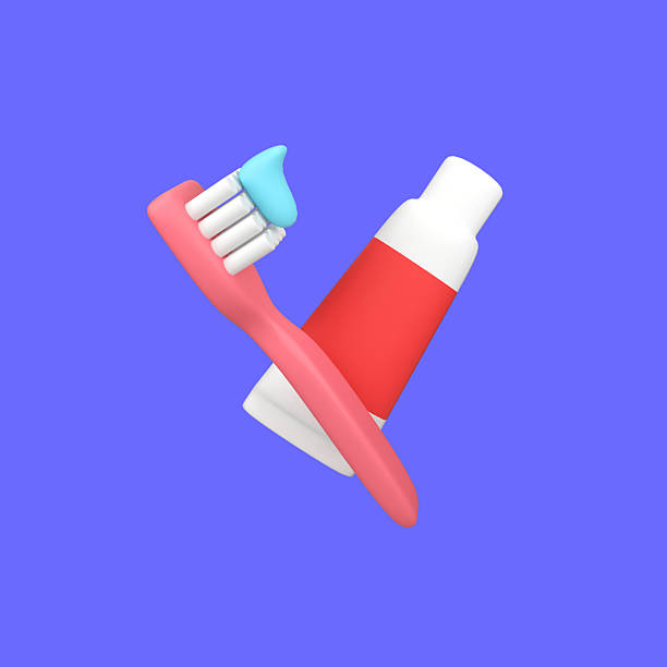 Toothbrush and toothpaste dental isolated 3d render icon illustration