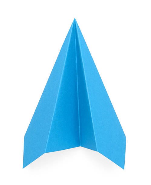 istock One handmade light blue paper plane isolated on white, top view 2226910738
