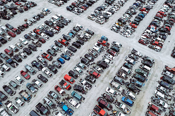 istock Car junkyard, aerial view 2226912453
