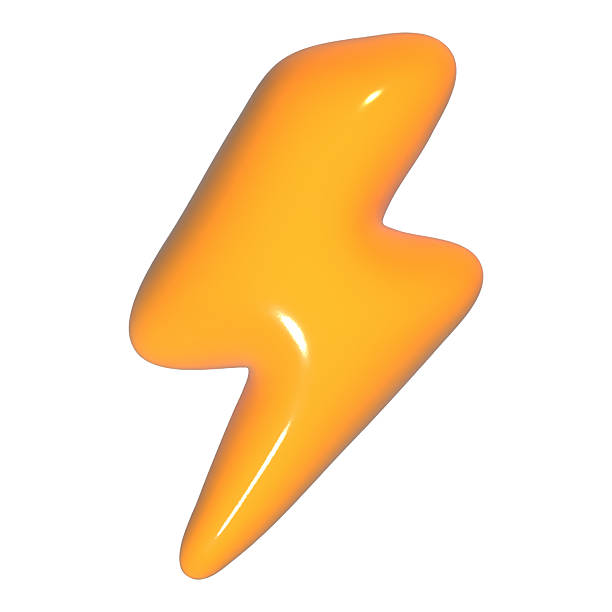3D Orange Lightning Bolt Icon on White Background