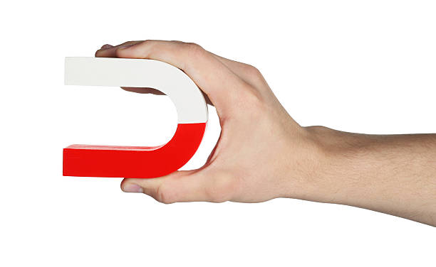 istock Man with horseshoe magnet on white background, closeup 2226912835