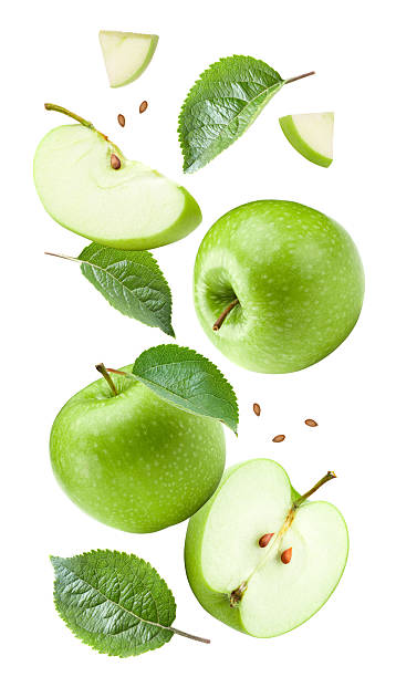 istock green apples with green leaves isolated on white background. clipping path 2226926796