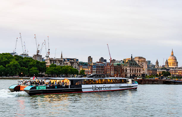 Boats on River Thames in London, United Kingdom