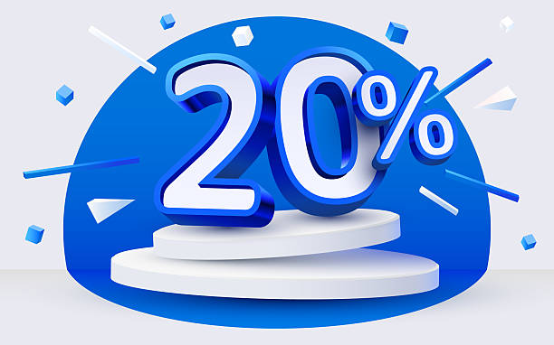 istock 20 percent Off. Discount creative composition, mock up with podium. Sale banner and poster. 2226954543