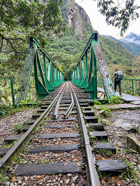 istock Green Metal Bridge Over Mountain Train Tracks 2226955689